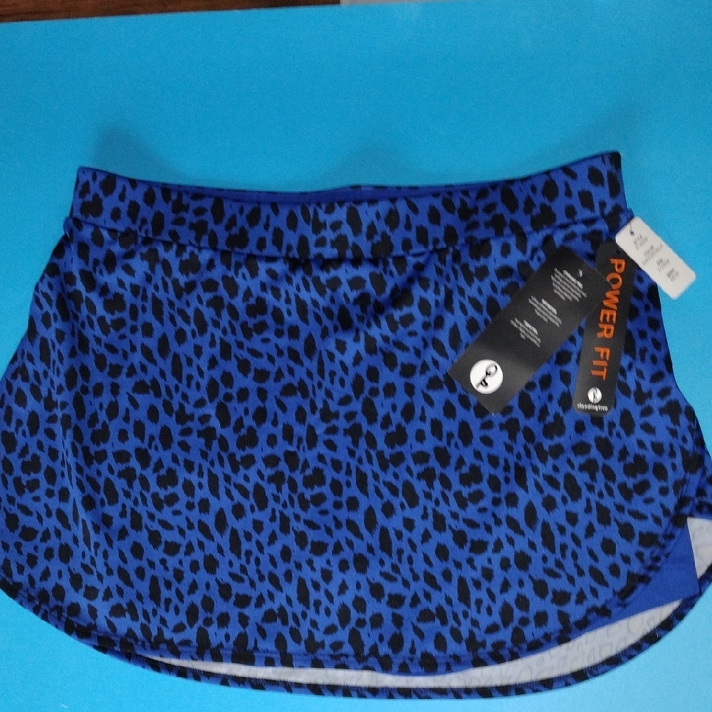 Blue Asymmetrical Skater Mini Skirt